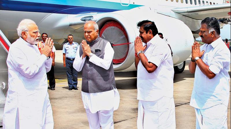 Prime Minister Modi greeted by CM, deputy CM and Governor at airport . (Photo: DC) Prime Minister Modi greeted by CM, deputy CM and Governor at airport . (Photo: DC)