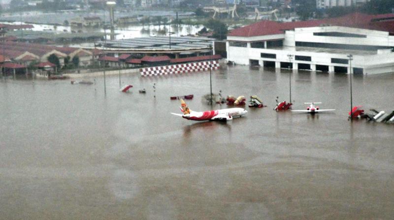 The flood-affected Kochi International airport at Nedumbassery on Thursday. The flood-affected Kochi International airport at Nedumbassery on Thursday.