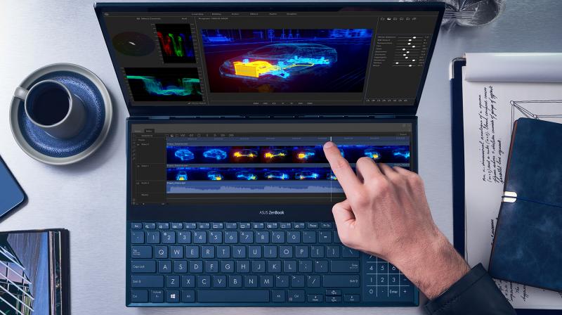 The brand new Celestial Blue colour gives ZenBook Pro Duo a sophisticated air of timeless innovation. The brand new Celestial Blue colour gives ZenBook Pro Duo a sophisticated air of timeless innovation.