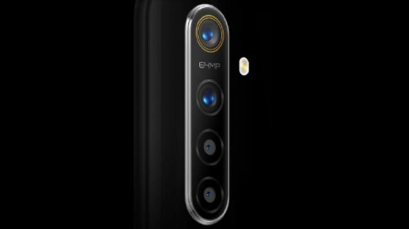 The rear of a Realme smartphone with the main sensor showing off its 64MP branding. The rear of a Realme smartphone with the main sensor showing off its 64MP branding.