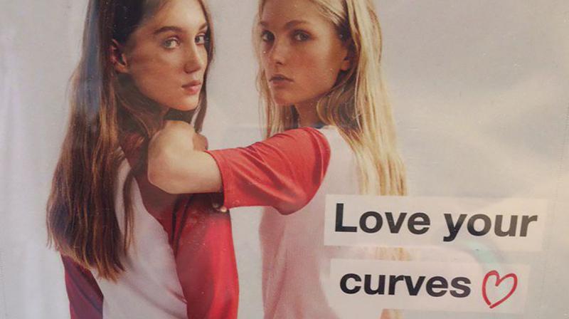 A photo of the ‘Love your Curves’ poster was snapped by a Twitter user from Ireland who found it while shopping at the popular retailer. (Photo: Twitter) A photo of the ‘Love your Curves’ poster was snapped by a Twitter user from Ireland who found it while shopping at the popular retailer. (Photo: Twitter)