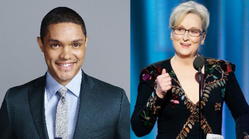 Trevor Noah and Meryl Streep. Trevor Noah and Meryl Streep.