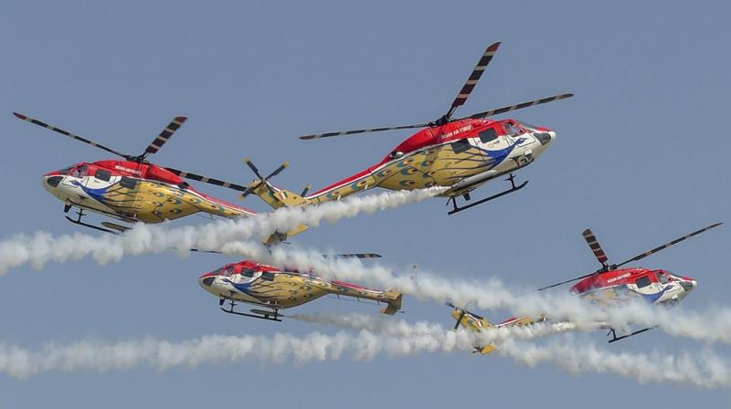 A grand parade-cum-investiture ceremony was held at the Air Force Station at Hindon in Uttar Pradesh’s Ghaziabad. (Photo: PTI) A grand parade-cum-investiture ceremony was held at the Air Force Station at Hindon in Uttar Pradesh’s Ghaziabad. (Photo: PTI)