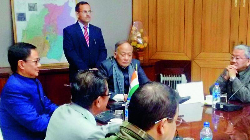 MoS for Home Kiren Rijiju with Manipur CM Okram Ibobi Singh in Imphal on Friday. (Photo: PTI) MoS for Home Kiren Rijiju with Manipur CM Okram Ibobi Singh in Imphal on Friday. (Photo: PTI)