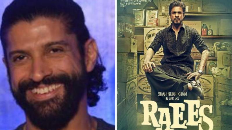 Farhan Akhtar (L) and a poster of the film 'Raees'. Farhan Akhtar (L) and a poster of the film 'Raees'.