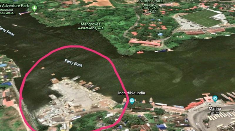 The area of the lake encroached as seen in Google Earth image. The area of the lake encroached as seen in Google Earth image.