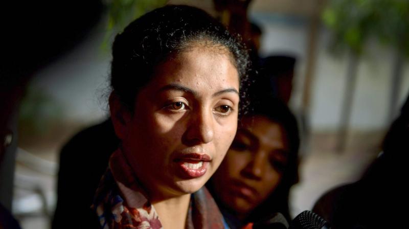 Hasin Jahan lost her cool and broke a media personnel’s camera, after which she left the place in a SUV. (Photo: PTI) Hasin Jahan lost her cool and broke a media personnel’s camera, after which she left the place in a SUV. (Photo: PTI)