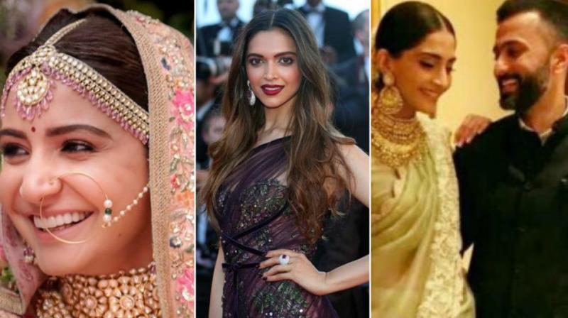 Anushka Sharma during her wedding, Deepika Padukone at Cannes, Sonam Kapoor and Anand Ahuja. Anushka Sharma during her wedding, Deepika Padukone at Cannes, Sonam Kapoor and Anand Ahuja.