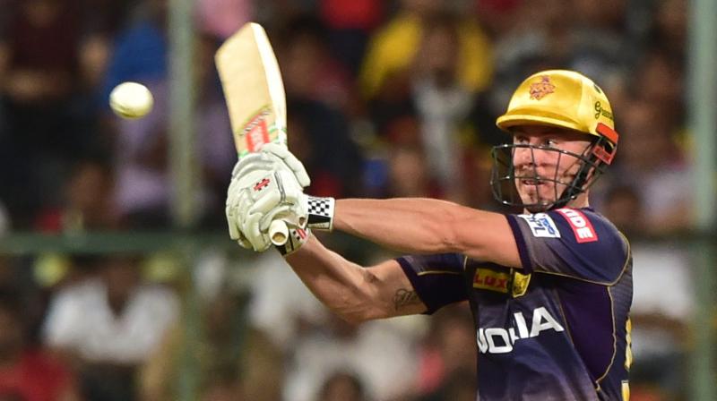 Kolkata Knight Riders batsman Chris Lynn plays a shot. PTI Photo