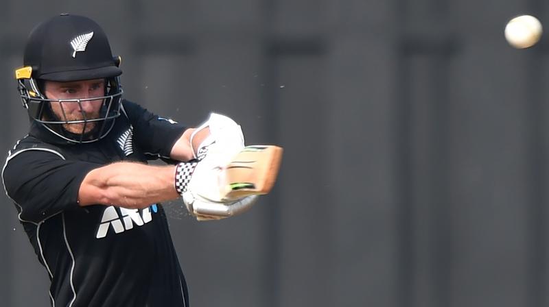 New Zealand captain Kane Williamson plays a shot in a warm up game against India A at the Cricket Club of India, Mumbai. AFP Photo