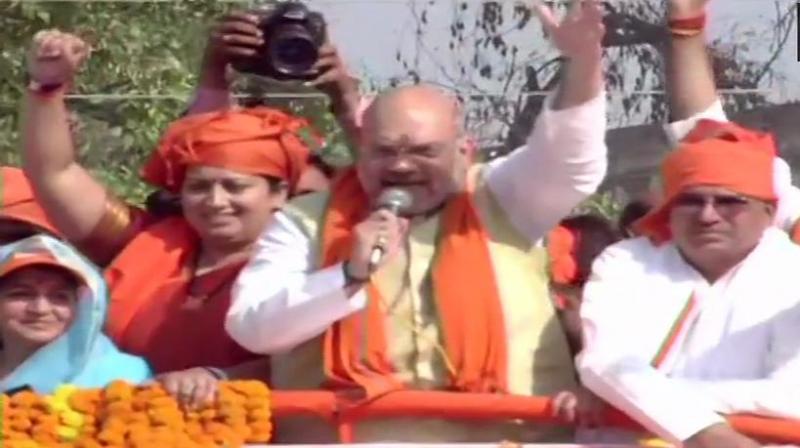 BJP president Amit Shah on Saturday held a roadshow. (Photo: Twitter/ ANI) BJP president Amit Shah on Saturday held a roadshow. (Photo: Twitter/ ANI)