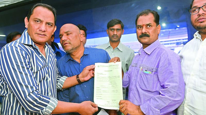 Mohd Azharuddin at the RGI stadium on Tuesday. Mohd Azharuddin at the RGI stadium on Tuesday.