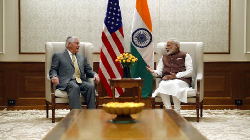 Secretary of State Rex Tillerson with Prime Minister Narendra Modi during their meeting at the Prime Minister's residence. (Photo: AP) Secretary of State Rex Tillerson with Prime Minister Narendra Modi during their meeting at the Prime Minister's residence. (Photo: AP)