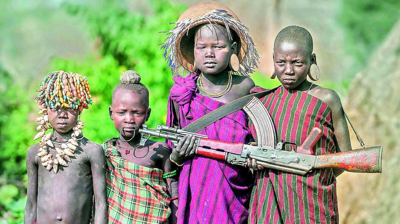 Gun and kids, Ethiopia Gun and kids, Ethiopia