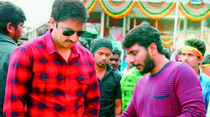 In action: Sampath Nandi with the lead actor of his film, Gopichand, on the film’s sets. In action: Sampath Nandi with the lead actor of his film, Gopichand, on the film’s sets.