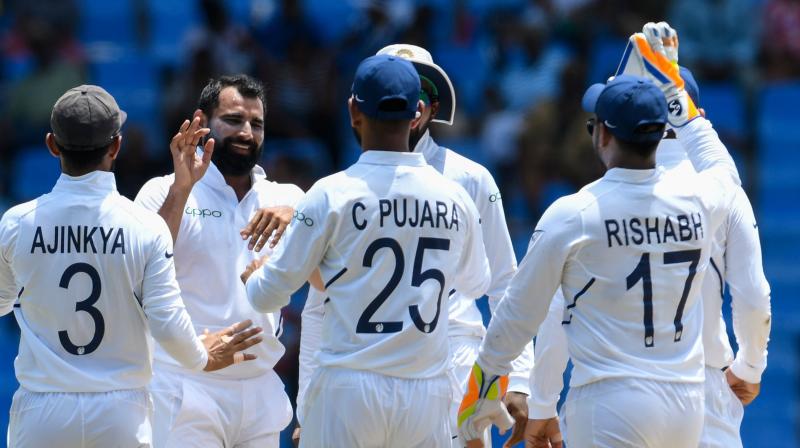 Ishant Sharma bagged five wickets while Bumrah, Shami, and Jadeja scalped one wicket each. (Photo: AFP) Ishant Sharma bagged five wickets while Bumrah, Shami, and Jadeja scalped one wicket each. (Photo: AFP)