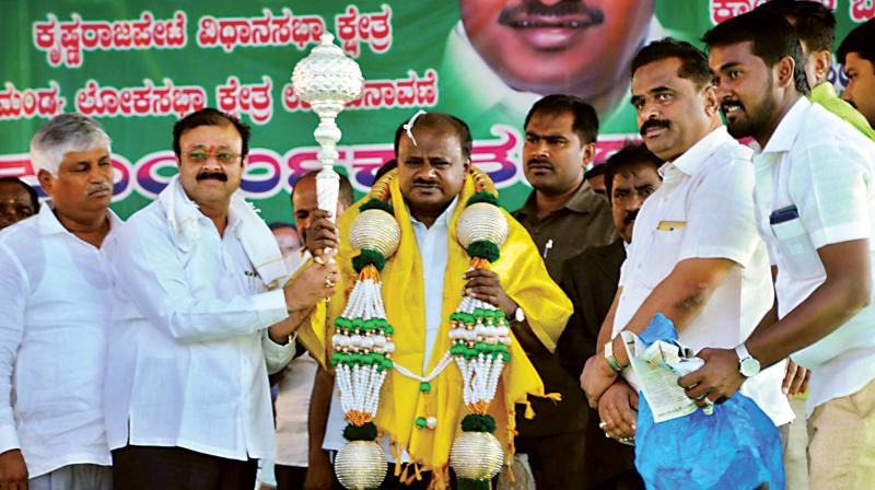 Chief Minister H.D. Kumaraswamy at an election rally at KR Pet in Mandya Lok Sabha constituency on Saturday (Photo:KPN) Chief Minister H.D. Kumaraswamy at an election rally at KR Pet in Mandya Lok Sabha constituency on Saturday (Photo:KPN)