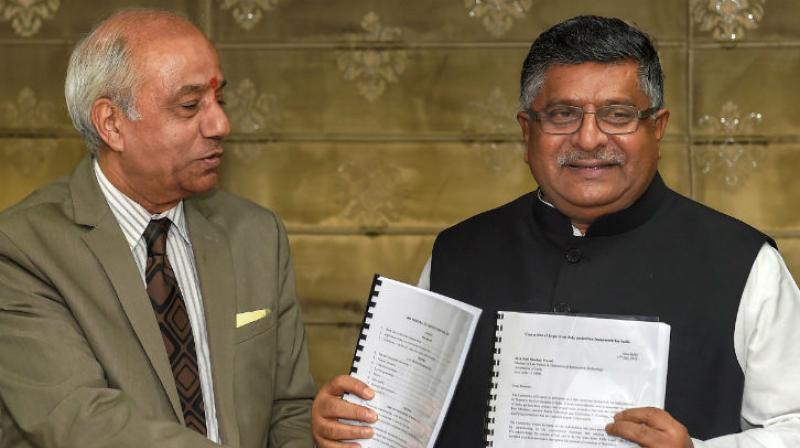 Justice B.N. Srikrishna and IT Minister Ravi Shankar Prasad (Photo: PTI) Justice B.N. Srikrishna and IT Minister Ravi Shankar Prasad (Photo: PTI)