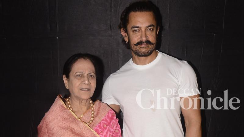 Aamir Khan with his mother Zeenat at 'Secret Superstar' screening on Monday. Aamir Khan with his mother Zeenat at 'Secret Superstar' screening on Monday.