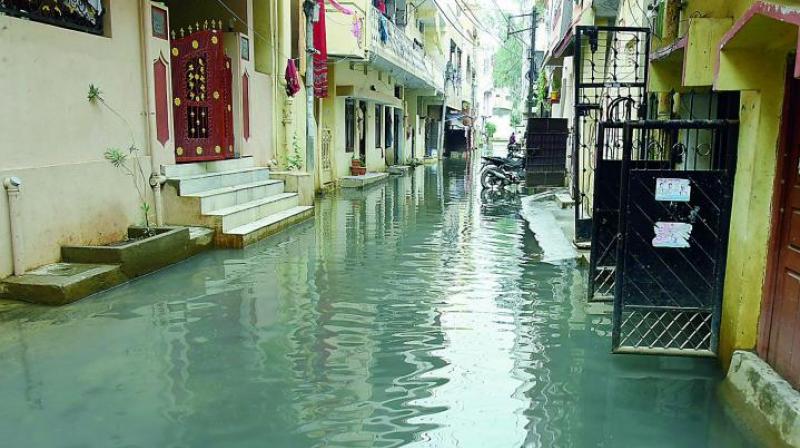 Stagnation points are those where large amounts of rain water accumulate due to the absence of drains or because existing drains are clogged or encroached upon, impeding the free flow of water or where roads are situated in low-lying areas. (Representational image) Stagnation points are those where large amounts of rain water accumulate due to the absence of drains or because existing drains are clogged or encroached upon, impeding the free flow of water or where roads are situated in low-lying areas. (Representational image)