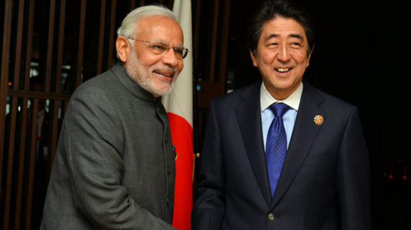 India and Japan on Friday sought a peaceful solution to the territorial disputes in the strategic South China Sea, saying parties involved in the matter must not resort to threat or use of force. (Photo: Twitter/MEA) India and Japan on Friday sought a peaceful solution to the territorial disputes in the strategic South China Sea, saying parties involved in the matter must not resort to threat or use of force. (Photo: Twitter/MEA)