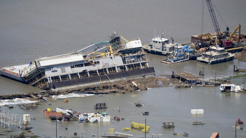 Buildings are flooded in the aftermath of Hurricane Laura. (AP)