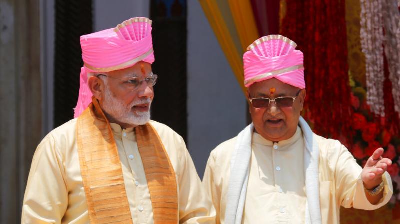 Speaking at a civic reception by the Janakpur Sub-Metropolitan City at Barhabigha ground in Janakpur, Prime Minister Narendra Modi briefly spoke in Nepali and Maithili. He began his address by chanting 'Jay Siya Ram' slogan three times. (Photo: AP) Speaking at a civic reception by the Janakpur Sub-Metropolitan City at Barhabigha ground in Janakpur, Prime Minister Narendra Modi briefly spoke in Nepali and Maithili. He began his address by chanting 'Jay Siya Ram' slogan three times. (Photo: AP)