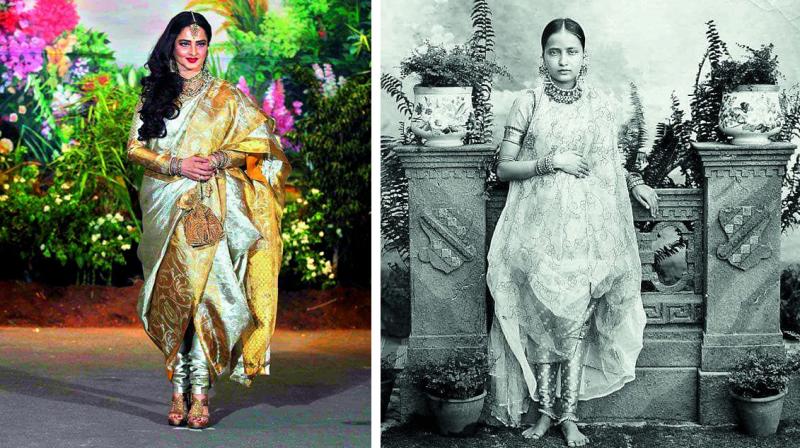 Bollywood actress Rekha and (R) the wife of a former Nizam of Hyderabad. Bollywood actress Rekha and (R) the wife of a former Nizam of Hyderabad.