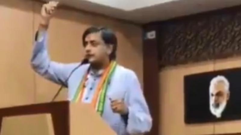 Shashi Tharoor was addressing a seminar on 'Standing up to hatred, violence and intolerance in contemporary India' in Thiruvananthapuram on Sunday. (Photo: Twitter Screengrab) Shashi Tharoor was addressing a seminar on 'Standing up to hatred, violence and intolerance in contemporary India' in Thiruvananthapuram on Sunday. (Photo: Twitter Screengrab)