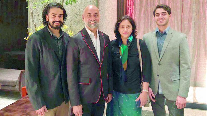 Both the sons of Jayadev Galla, Managing Director of the Amara Raja Group — Ashok and Siddharth — are interested in pursuing a career in acting; (in photo) Jayadev Galla with his sons and wife. Both the sons of Jayadev Galla, Managing Director of the Amara Raja Group — Ashok and Siddharth — are interested in pursuing a career in acting; (in photo) Jayadev Galla with his sons and wife.