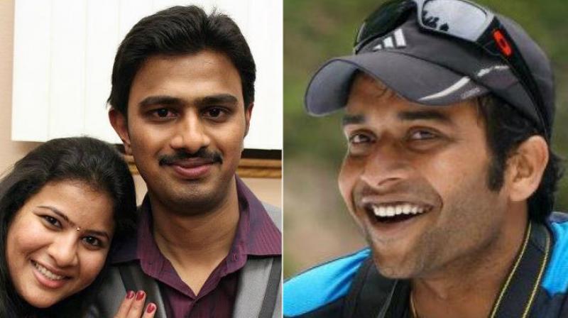 Srinivas Kuchibhotla and his wife (left) and Alok Madasani (right). (Photo: PTI/Facebook) Srinivas Kuchibhotla and his wife (left) and Alok Madasani (right). (Photo: PTI/Facebook)