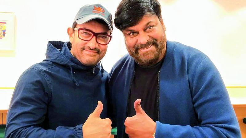 Aamir Khan and Chiranjeevi. Aamir Khan and Chiranjeevi.