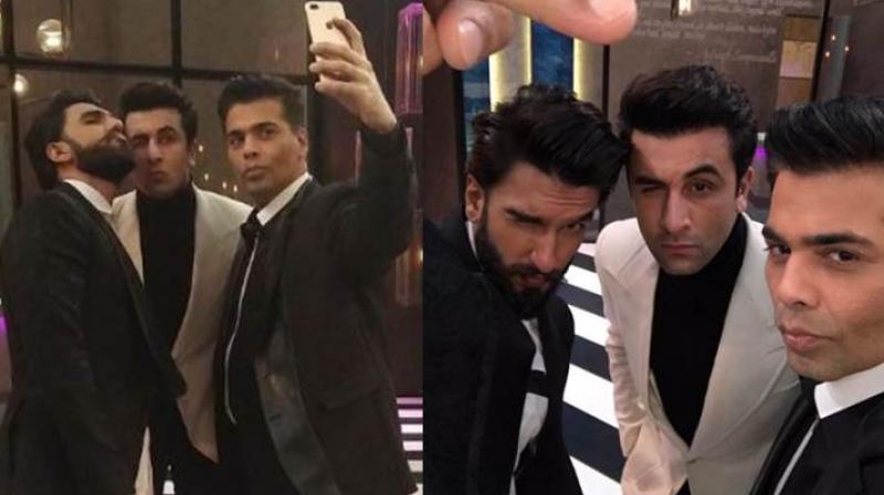 Ranveer Singh and Ranbir Kapoor in Koffee With Karan. Ranveer Singh and Ranbir Kapoor in Koffee With Karan.