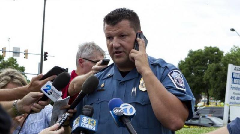 Maryland Police Lt. Ryan Frashure speaks to the media at the scene after multiple people were shot at a newspaper office building in Annapolis, Md., Thursday, June 28, 2018. (Photo: AP) Maryland Police Lt. Ryan Frashure speaks to the media at the scene after multiple people were shot at a newspaper office building in Annapolis, Md., Thursday, June 28, 2018. (Photo: AP)