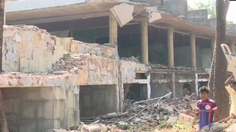 However, the foundation of the structure was so strong that the authorities had struggled to bring it down using heavy machinery, which would have taken months. (Photo: ANI | Twitter) However, the foundation of the structure was so strong that the authorities had struggled to bring it down using heavy machinery, which would have taken months. (Photo: ANI | Twitter)