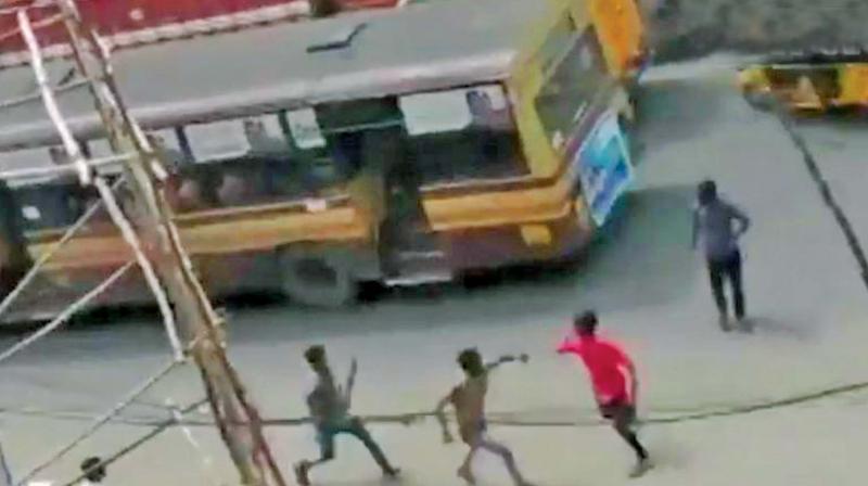 A few students started chasing one student throwing knives at him, but he escaped unhurt and fled the spot. A few students started chasing one student throwing knives at him, but he escaped unhurt and fled the spot.