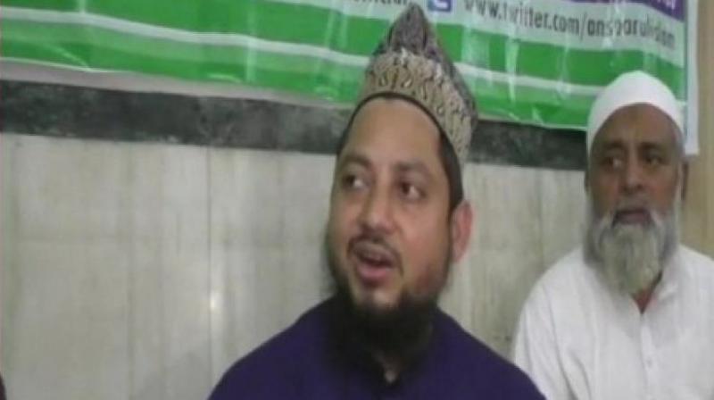 At press conference, Shahar Imam Mufti Khurshid Alam (L) said fatwa has been issued against Nida Khan for speaking against Islam and its practices. (Photo: ANI) At press conference, Shahar Imam Mufti Khurshid Alam (L) said fatwa has been issued against Nida Khan for speaking against Islam and its practices. (Photo: ANI)