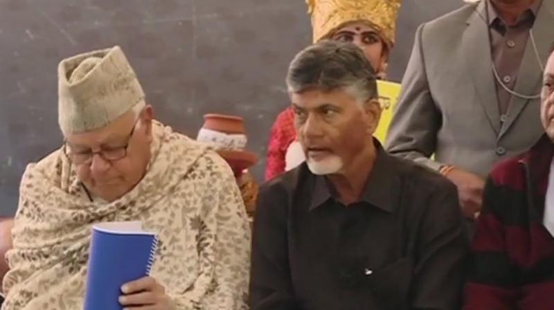A number of opposition party leaders, including Congress president Rahul Gandhi, National Conference's Farooq Abdullah and Delhi Chief Minister Arvind Kejriwal, are expected to extend their support to the Telugu Desam Party (TDP) chief's fast. (Photo: ANI | Twitter) A number of opposition party leaders, including Congress president Rahul Gandhi, National Conference's Farooq Abdullah and Delhi Chief Minister Arvind Kejriwal, are expected to extend their support to the Telugu Desam Party (TDP) chief's fast. (Photo: ANI | Twitter)