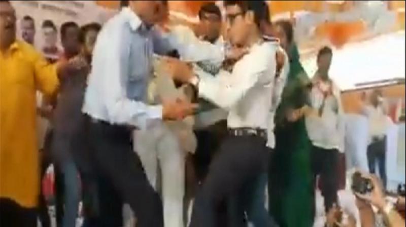 The incident occurred during a joint rally of the BJP and its ally Shiv Sena. (Photo: Screengrab) The incident occurred during a joint rally of the BJP and its ally Shiv Sena. (Photo: Screengrab)