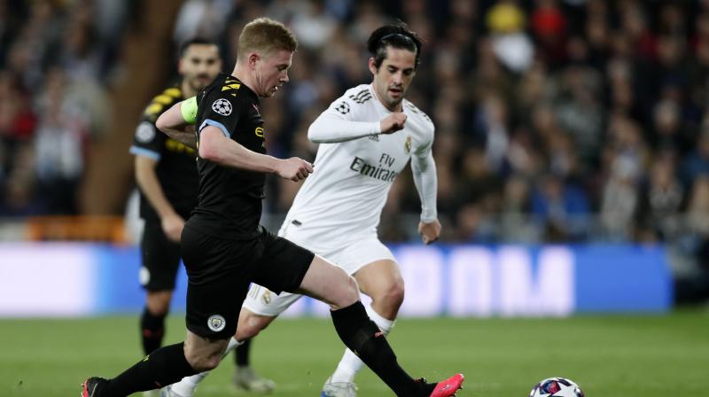 Pep Guardiola warned his Manchester City players that Real Madrid are more than capable of a Champions League fightback after a historic 2-1 last 16, first leg win for the English champions at the Santiago Bernabeu. City struck twice in the final 12 minutes through Gabriel Jesus and a Kevin De Bruyne penalty to beat the 13-time European champions for the first time in their history. (Photo:AP)