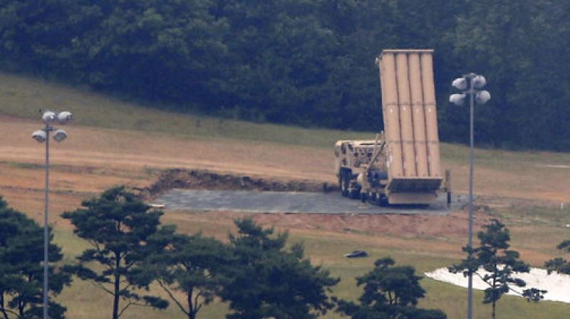 A US missile defense system called Terminal High Altitude Area Defense, or THAAD, is seen at a golf course in Seongju, South Korea. (Photo: AP) A US missile defense system called Terminal High Altitude Area Defense, or THAAD, is seen at a golf course in Seongju, South Korea. (Photo: AP)