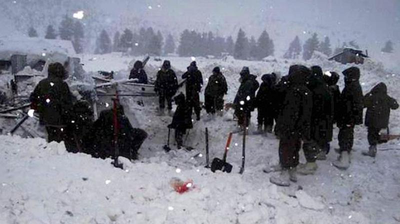 A passenger vehicle was hit by a huge avalanche of snow at Khooni Nallah near Sadhan Top on the Kupwara-Tangdhar road on Friday. (Photo: PTI/Representational) A passenger vehicle was hit by a huge avalanche of snow at Khooni Nallah near Sadhan Top on the Kupwara-Tangdhar road on Friday. (Photo: PTI/Representational)