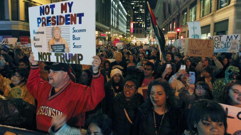 Demonstrators in both red and blue states hit the streets for another day Thursday to express their outrage over Donald Trump's unexpected win. (Photo: AP) Demonstrators in both red and blue states hit the streets for another day Thursday to express their outrage over Donald Trump's unexpected win. (Photo: AP)