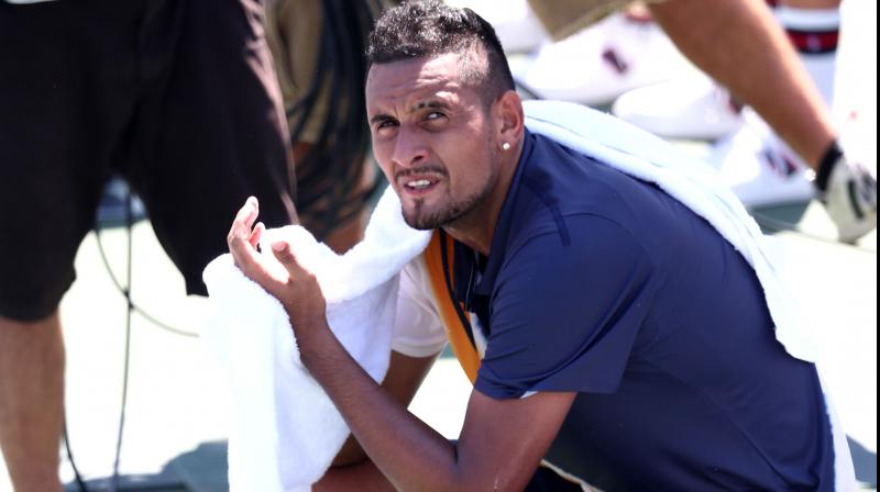 Australian Nick Kyrgios argues with chair umpire. AFP Photo Australian Nick Kyrgios argues with chair umpire. AFP Photo