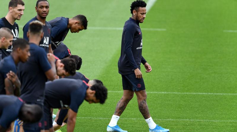 In this file photo, Paris Saint-Germains Brazilian forward Neymar takes part in a training session in Saint-Germain-en-Laye, west of Paris. AFP Photo