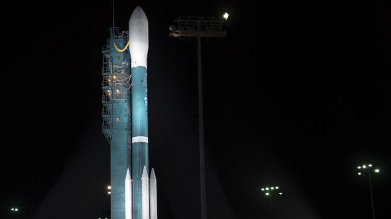 The United Launch Alliance (ULA) Delta II rocket with the NASA Ice, Cloud and land Elevation Satellite-2 (ICESat-2) onboard is seen shortly after the mobile service tower at SLC-2 was rolled back at Vandenberg Air Force Base, Calif. The ICESat-2 mission will measure the changing height of Earth’s ice. (Bill Ingalls/NASA via AP) The United Launch Alliance (ULA) Delta II rocket with the NASA Ice, Cloud and land Elevation Satellite-2 (ICESat-2) onboard is seen shortly after the mobile service tower at SLC-2 was rolled back at Vandenberg Air Force Base, Calif. The ICESat-2 mission will measure the changing height of Earth’s ice. (Bill Ingalls/NASA via AP)