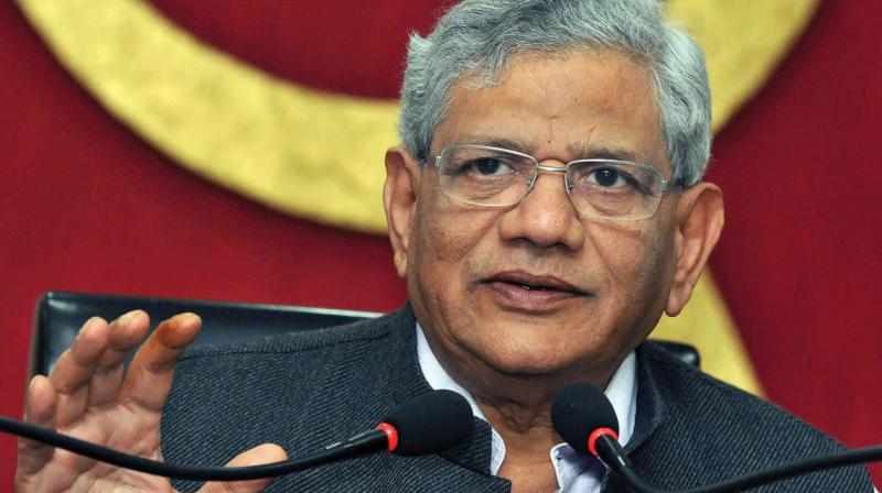 CPM general secretary addresses a press meet after the CC meet in Kolkata on Sunday. (Photo: PTI) CPM general secretary addresses a press meet after the CC meet in Kolkata on Sunday. (Photo: PTI)