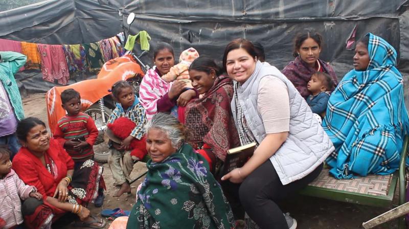 Ruhpreet (in white jacket) with the women and children in Patiala. Ruhpreet (in white jacket) with the women and children in Patiala.