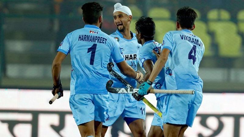 India started their campaign on a resounding note spanking Canada 4-0 in their opening Pool D match. (Photo: PTI) India started their campaign on a resounding note spanking Canada 4-0 in their opening Pool D match. (Photo: PTI)