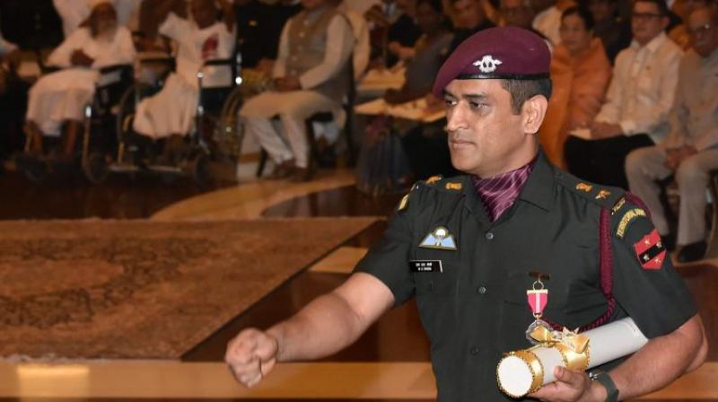 The Jharkhand batsman accepted the award from President Ram Nath Kovind at the Rashtrapathi Bhavan on April 2, exactly seven years after he led India to a historic World Cup win with a won against Sri Lanka. (Photo: PTI) The Jharkhand batsman accepted the award from President Ram Nath Kovind at the Rashtrapathi Bhavan on April 2, exactly seven years after he led India to a historic World Cup win with a won against Sri Lanka. (Photo: PTI)